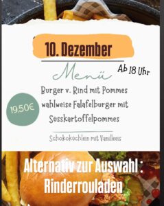 Bürger Menü oder Rinderroullade